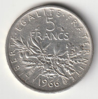 5 Francs Argent 1966 - Silver - - 5 Francs