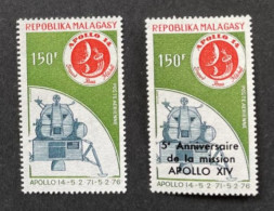 MADAGASCAR 1976 - NEUF**/MNH - Série Complète Mi 781 / 782 - YT PA 165 / 166 - ESPACE SPACE APOLLO XIV - Madagascar (1960-...)