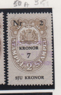 Zweden Fiskale Zegel Cat. Barefoot : Fondstaempel(Bill Of Exchange) 50bb Dunne Druk - Revenue Stamps