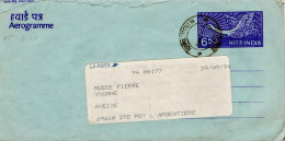 INDE AEROGRAMME POUR LA FRANCE 1994 - Cartas & Documentos
