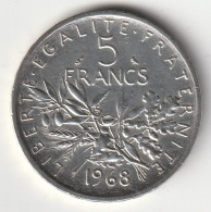 5 Francs Argent 1968 - Silver - - 5 Francs