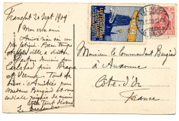 ALLEMAGNE - EMPIRE - 10 PF + VIGNETTE LUFTSCHIFFAHRT AUSTELLUNG SUR CARTE POSTALE, 1909 - Lettres & Documents
