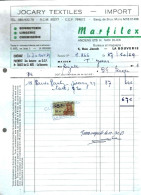 LA BOUVERIE – Facture MARFILEX – Articles Textiles - Import (1968) Avec Timbre Fiscal - 1950 - ...