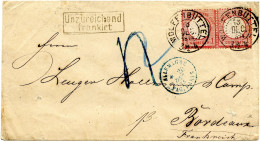 ALLEMAGNE - EMPIRE - 1 G. X2 SUR LETTRE TAXEE DE WOLFENBUTTEL POUR LA FRANCE, 1874 - Cartas & Documentos