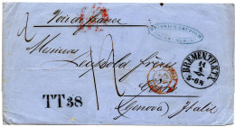 ALLEMAGNE - BREMEN.TH. & TX. + TT 38 SUR LETTRE PAR LA VOIE FRANCAISE POUR GENES, 1864 - [Voorlopers