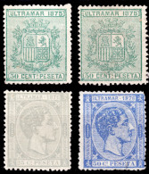 ESPAGNE - ESPAÑA Colonias (CUBA) 1875/6 Mi.11 (x2), 14a Y 15 - 50c Verde, 15c Gris Y 50c Azul Ultramarino - Sin Gomar - Cuba (1874-1898)