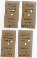 Chemin De Fer -  De  DAVE NORD Vers NAMUR - Lot De 4 Tickets -  26 – 6 – 8 – 7 M – 3e Classe - Eisenbahnverkehr