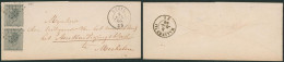 émission 1865 - N°17 En Paire Verticale Sur Env. Obl Pt 147 (LP 147) Gheel > Mechelen - 1865-1866 Profile Left
