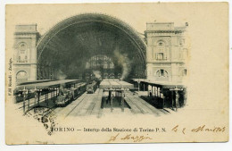 D5020] TORINO PORTA NUOVA INTERNO STAZIONE Viaggiata 1903 Retro Indiviso Treno Train - Stazione Porta Nuova