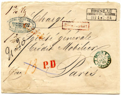 ALLEMAGNE - BRESLAU + RECOMANDIRT + CHARGE SUR LETTRE POUR PARIS, 1862 - Prephilately