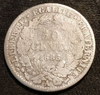 FRANCE - 50 CENTIMES 1888 A - Cérès IIIe République - Argent - Silver - Gad 419 - KM 834 - 50 Centimes