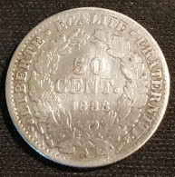 FRANCE - 50 CENTIMES 1888 A - Cérès IIIe République - Argent - Silver - Gad 419 - KM 834 - 50 Centimes
