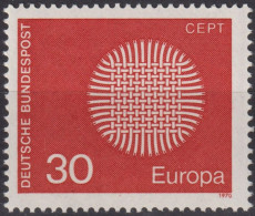 1970 BRD, ** Mi:DE 621, Sn:DE 1019, Yt:DE 484, Europa (C.E.P.T.) 1970 - Lodernde Sonne - 1970