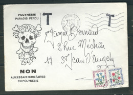 FRANCE 1972 Lettre Taxée Avec Propagande Anti-nucléaire - 1960-.... Storia Postale