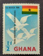GHANA 1960 - "Third Anniversary Of Independence" Overprint On Birds Stamp, Fine Used - Ghana (1957-...)