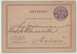 SUÈDE / SWEDEN - 1880 - "KALMAR" CDS On 6ö Postal Card Mi.P1.C.II Addressed To Malmö - Lettres & Documents