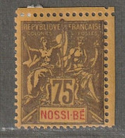 NOSSI-BE - N°38 * (1894) 75c Violet Sur Jaune - Ongebruikt