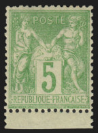 N°102, Petit Bord De Feuille, Sage 5c Vert-jaune (N Sous B), Neuf * - TB - 1898-1900 Sage (Tipo III)
