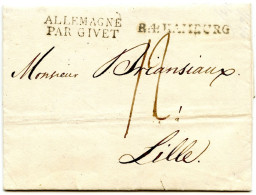 ALLEMAGNE - R.4. HAMBOURG + ALLEMAGNE PAR GIVET, 1816 - Préphilatélie