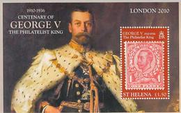 2010 St. Helena London 2010 King George V Philatelist King  Souvenir Sheet MNH - Sainte-Hélène