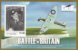 2010 St. Helena RAF Battle Of Britain Spitfires Bader WWII Military  Aviation Souvenir Sheet MNH - St. Helena