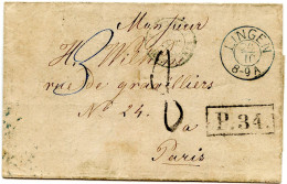 ALLEMAGNE - LINGEN + P.34. + TAXE 8 SUR LETTRE POUR PARIS, 1858 - Vorphilatelie