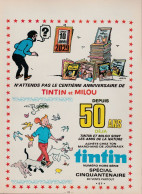 Tintin : Ancienne Publicité Tintin Pour Les 50 Ans Du Journal TINTIN Et Parue Dans Le Journal Tintin En 1979. - Publicités