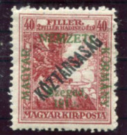 HUNGARY (SZEGED) 1919 War Charity 40+2 F. Overprinted Köztarsasag LHM / *.  Michel 26 - Szeged