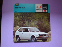 Automobilia Fiche Auto-Rallye 1972 Honda Civic Japon - Autos