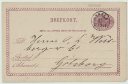 SUÈDE / SWEDEN - 1881 - "ONSALA" CDS On 6ö Postal Card Mi.P7 Addressed To Göteborg - Briefe U. Dokumente