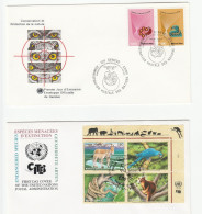 2 Diff FDC SNAKES Stamps United Nations Un Cover Snake - Serpenti