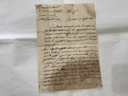 DOCUMENTO MANOSCRITTO LETTERA CONTEA GOVERNO DI CECCANO INIZIO 800. - Manuscrits