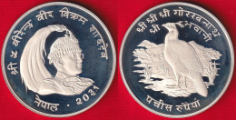 Nepal 25 Rupees 1974 "Himalayan Monal Pheasant" Km#839a AG Silver PROOF - Népal