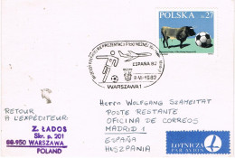 54349. Tarjeta Aerea WARSZAWA (Polonia) 1982. Mundial Futbol ESPAÑA 82 - Storia Postale