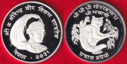 Nepal 50 Rupees 1974 "Red Panda" Km#841a AG Silver PROOF - Népal