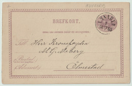 SUÈDE / SWEDEN - 1883 - "UNNARYD" CDS On 6ö Postal Card Mi.P7 Addressed To Älmestad - Brieven En Documenten