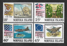 SE)1976 NORFOLK ISLAND, BICENTENNIAL OF UNITED STATES INDEPENDENCE, 4 MNH STAMPS - Isola Norfolk