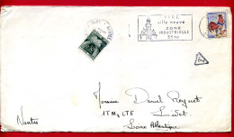 Lettre Taxée De Vire - Secap "VIRE VILLE NEUVE - ZONE INDUSTRIELLE 35 Ha" - Tp Taxe Gerbe N°93 - 1960-.... Storia Postale