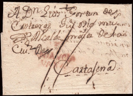 Málaga - Prefilatelia - Málaga PE 8R - 1791 - Envuelta A Cartagena + Porteo "11" - ...-1850 Prephilately