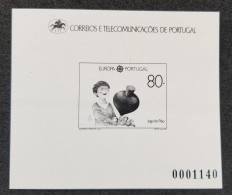 Portugal EUROPA CEPT Children Games Spinning Top 1989 Child Play (black Print Souvenir Sheet) MNH - Neufs