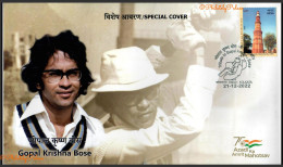 India 2022 Gopal Krishna Bose, Batsman, Cricket, Sports, Games, Special Cover (**) Inde Indien - Lettres & Documents