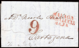 Málaga - Prefilatelia - Málaga PE 17 - 1841 - Carta A Cartagena + Porteo "9" - ...-1850 Vorphilatelie