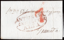 Málaga - Prefilatelia - Antequera PE 4 - 1841 - Carta A Granada + Porteo "7" - ...-1850 Prephilately