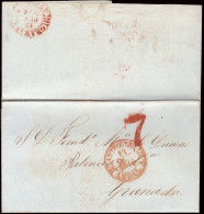 Málaga - Prefilatelia - Antequera PE 5 - 1844 - Carta A Granada + Porteo "7" - ...-1850 Prephilately