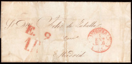 Málaga - Prefilatelia - Antequera PE 5 - 1844 - Carta A Madrid "5/Ene./1850" + Porteo "1R" - ...-1850 Vorphilatelie