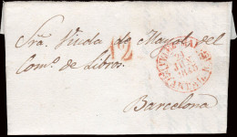 Málaga - Prefilatelia - Vélez Málaga PE 4 - 1845 - Carta A Barcelona + Porteo "12" - ...-1850 Vorphilatelie