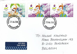 Singapore 2010 Youth Olympic Games Emblem With Globe Island Special Olympic Village Postmark Cover - Singapore (1959-...)