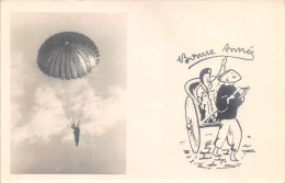 Carte Photo - Parachute - Parachutisme - Bonne Année - Pousse-pousse - Fallschirmspringen