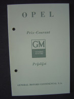 1949 - Tarif Des Voitures OPEL  En Belgique - Voitures