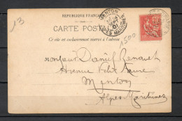 FRANCE   N°  116     CARTE POSTALE    OBLITERE   COTE 11.00€     TYPE MOUCHON - 1900-02 Mouchon